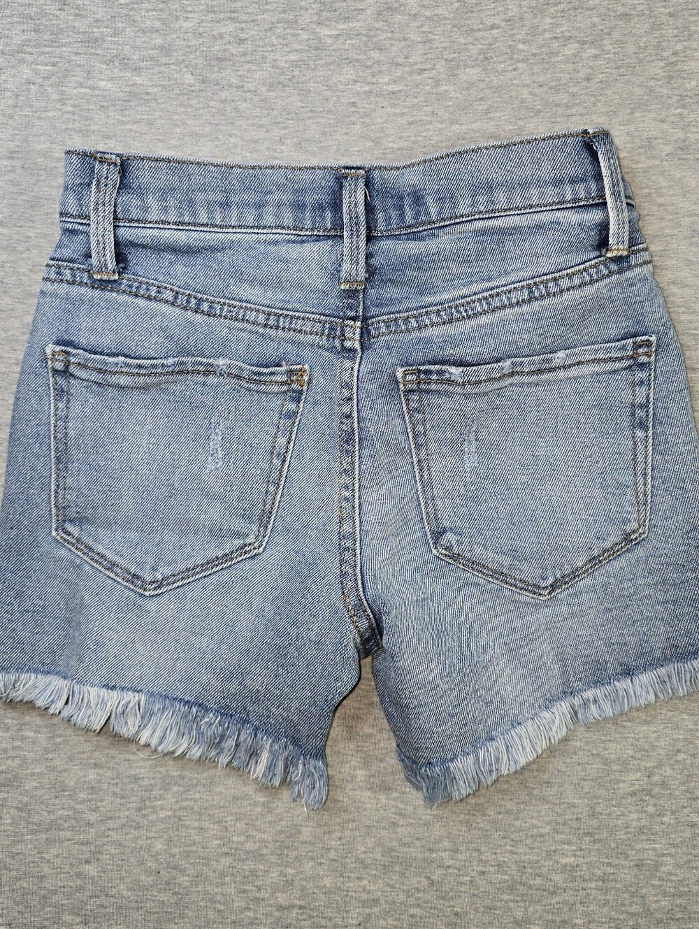 Women's‎ Mudd Flex stretch High Rise Distressed Shorty Shorts Size 0 Light Blue - Picture 3 of 11